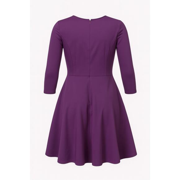 FENTAR Purple Fit & Flare Tie Waist Dress XL • 3/4 Sleeve • Party/Cocktail • NWT - Picture 2 of 10